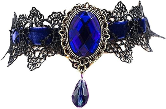 Caprilite Gothic Black Lace Necklace