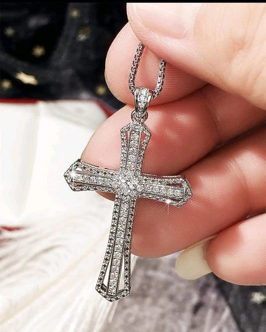 Rhinestone Pendant Cross Necklace