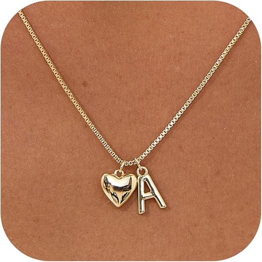 Gold Plated Heart A to Z Letter Pendant