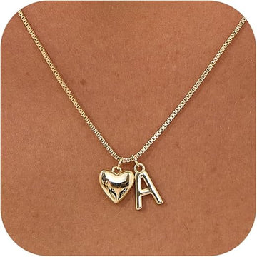 Gold Plated Heart A to Z Letter Pendant