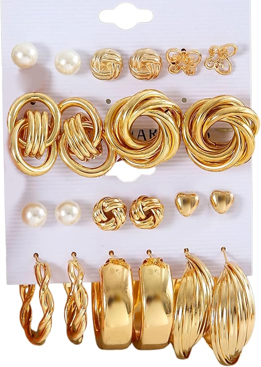 Earring,11 Pcs Fashion Hoop Earring Set